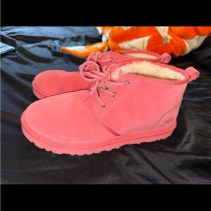 UGG Coral/pink Suede Boots with Plush Lining